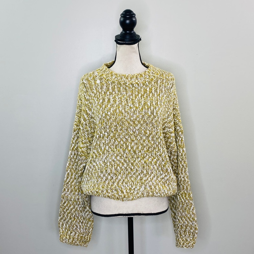 Anthropologie RAGA Oversized Crop Sweater Womens Medium Boho Luxe Casual Chic